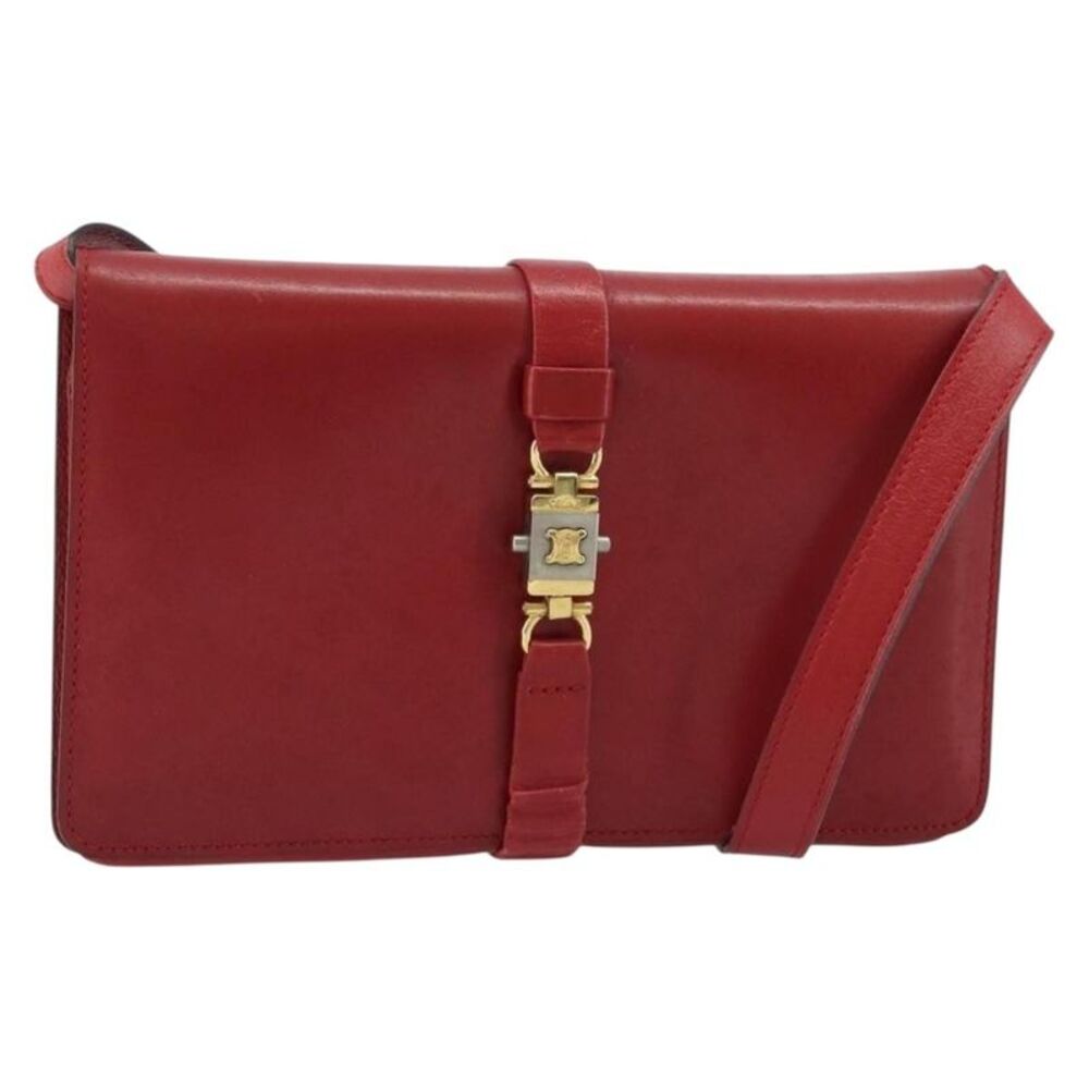 Celine Vintage Leather Red Leather Shoulder Bag Bag